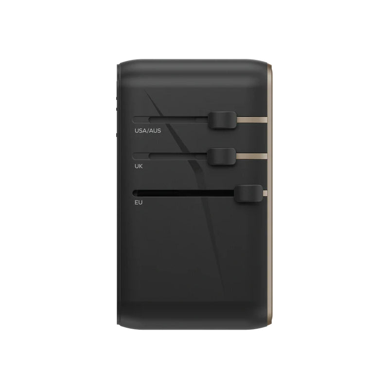 MOMAX Universal 4-Port Travel GaN Charger with USB-C Cable - 120W / USB-A / USB-C / Titanium