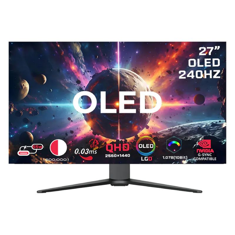 GAMEON GO27OLED2K Signature X Series Gaming Monitor - 27" OLED / 240Hz / 0.03ms / DisplayPort / HDMI / VGA - Black