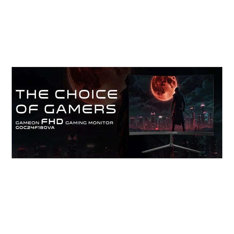 GameOn GOC24F180VA Gaming Monitor - 24" FHD / 180Hz / 0.5ms / DisplayPort / HDMI / Audio Out - Black