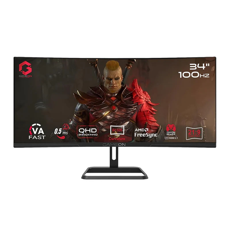 GameOn GOC34WQHD100VA Spectra Pro Series Gaming Monitor - 34" WQHD / 100Hz / 0.5ms / DisplayPort / HDMI / Audio Out - Black