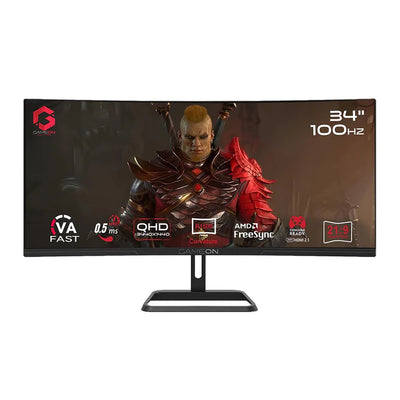 GameOn GOC34WQHD100VA Spectra Pro Series Gaming Monitor - 34" WQHD / 100Hz / 0.5ms / DisplayPort / HDMI / Audio Out - Black