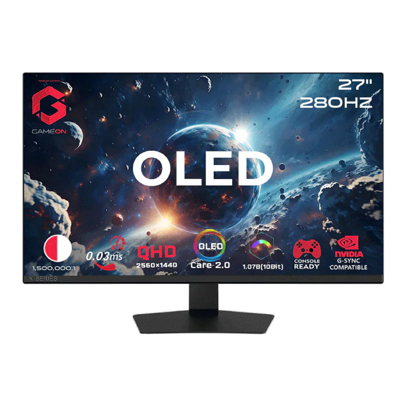 GameOn GO27QDOLD280 Signature X Series Gaming Monitor - 27" OLED / 280Hz / 0.03ms / DisplayPort / HDMI / Audio Out - Black