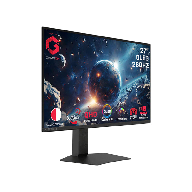 GameOn GO27QDOLD280 Signature X Series Gaming Monitor - 27" OLED / 280Hz / 0.03ms / DisplayPort / HDMI / Audio Out - Black