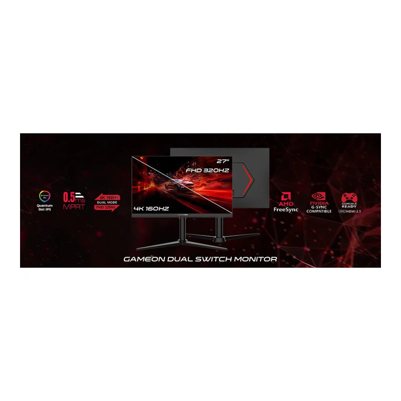 GameOn GOSX27B Dual Switch Gaming Monitor - 27" / 320Hz / 0.5ms / DisplayPort / HDMI / Audio Out - Black