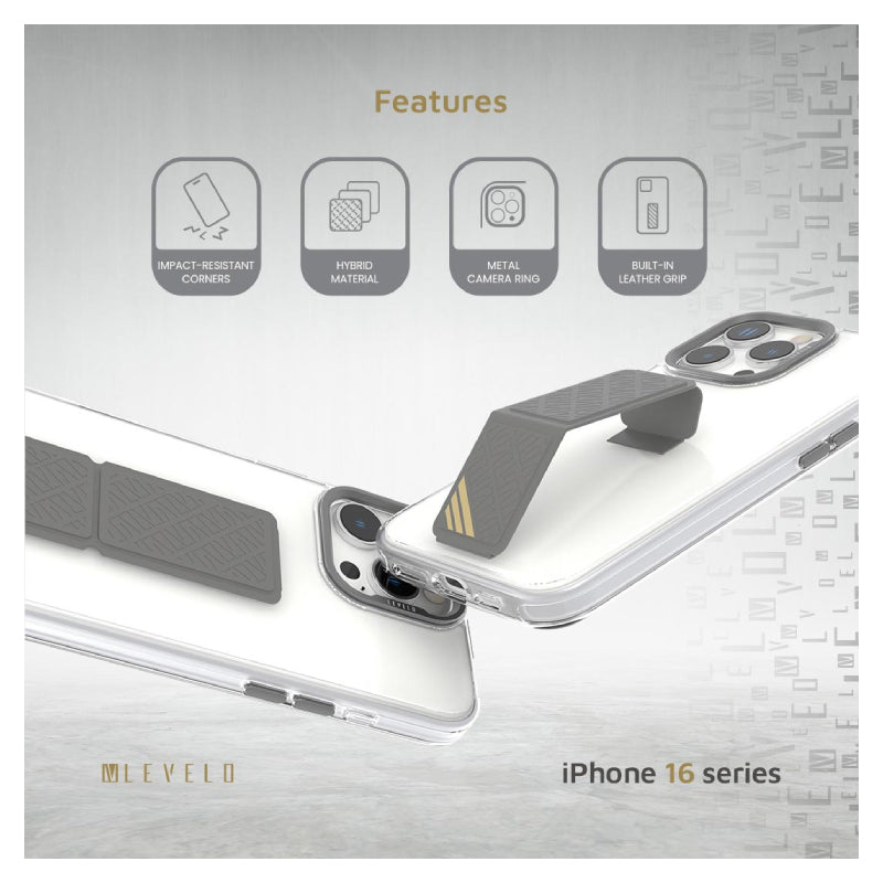 Levelo Morphix Clara Grip Case For Apple iPhone 16 Pro Max - Gray
