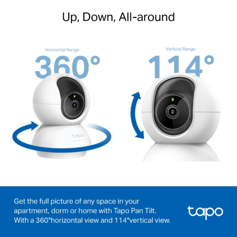 TP-Link (Tapo C230) Pan/Tilt AI Home Security Wi-Fi Camera - H.264 / 2880 x 1620 / 2.4 GHz - White