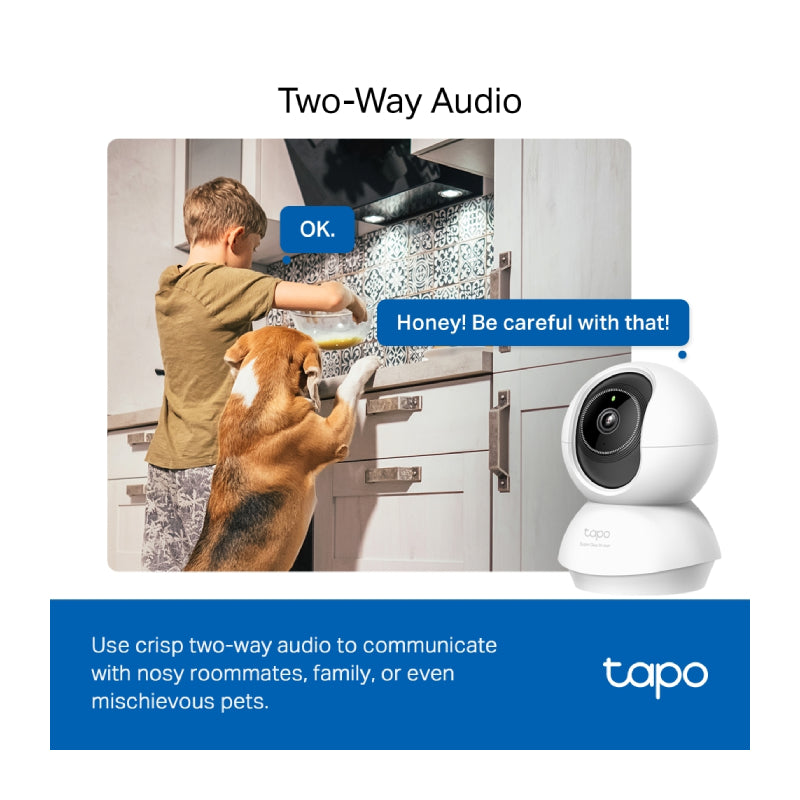 TP-Link (Tapo C230) Pan/Tilt AI Home Security Wi-Fi Camera - H.264 / 2880 x 1620 / 2.4 GHz - White