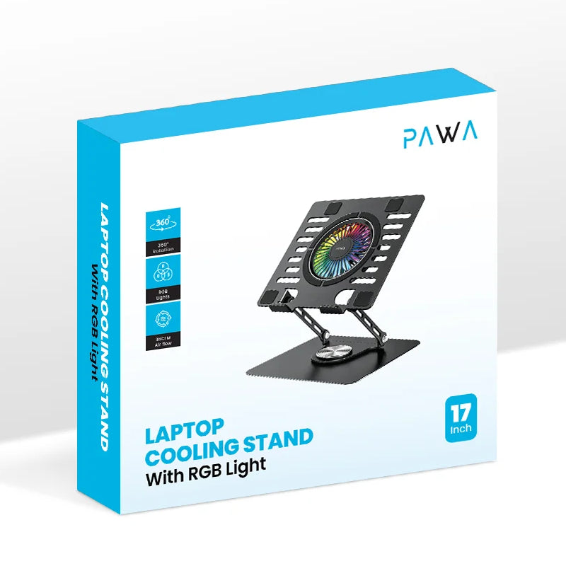 Pawa Laptop Cooling Stand With RGB Light - Black