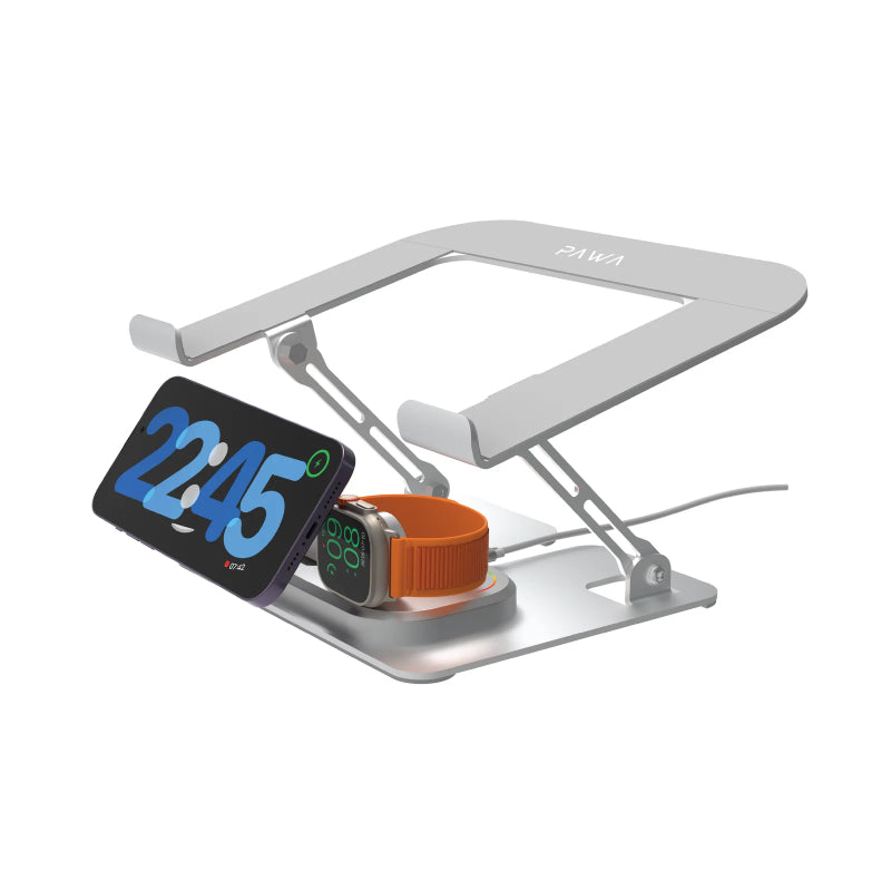 Pawa Multifunctional Laptop Stand With 3-IN-1 Charging Station - Grey