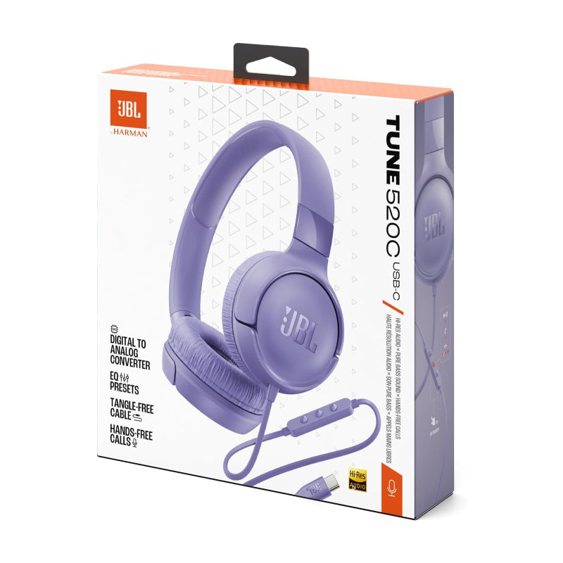 JBL Tune 520C Wired Headphones - On-Ear / USB-C / Purple
