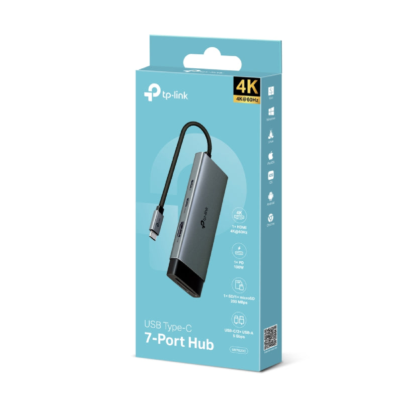 TP-Link (UH7020C) USB Type-C 7 in 1 Hub - HDMI / USB-C / USB 3.0 / Micro SD / SD