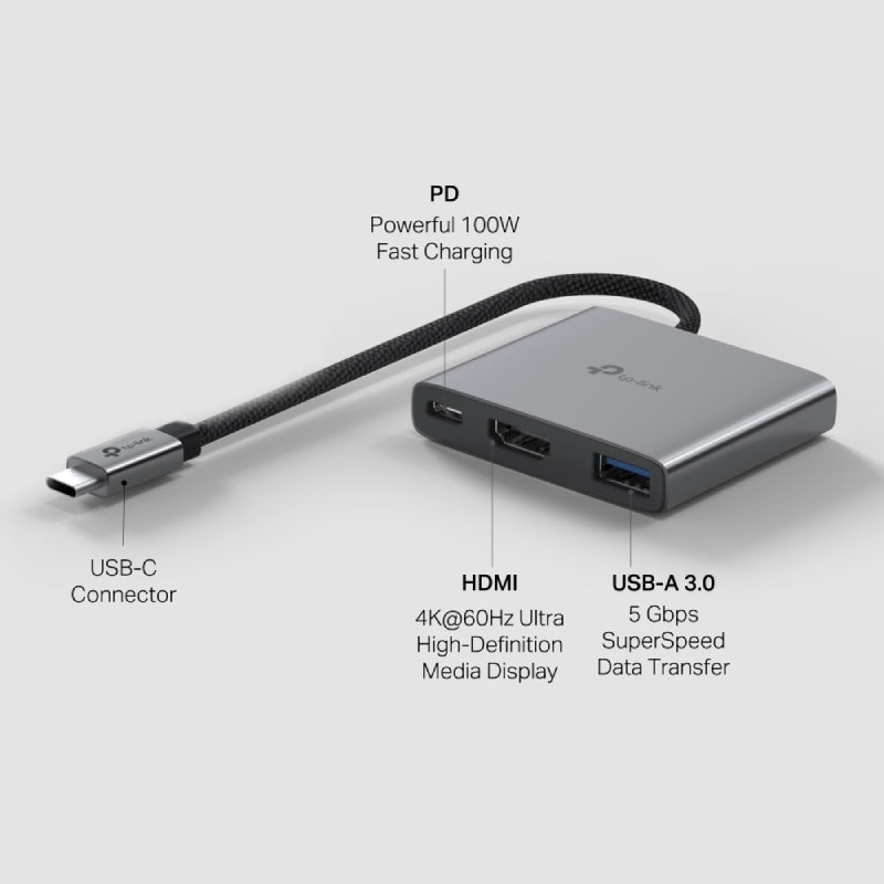 TP-Link UH3020C USB Type-C 3-in-1 Hub - HDMI / PD 100W / USB Type-A