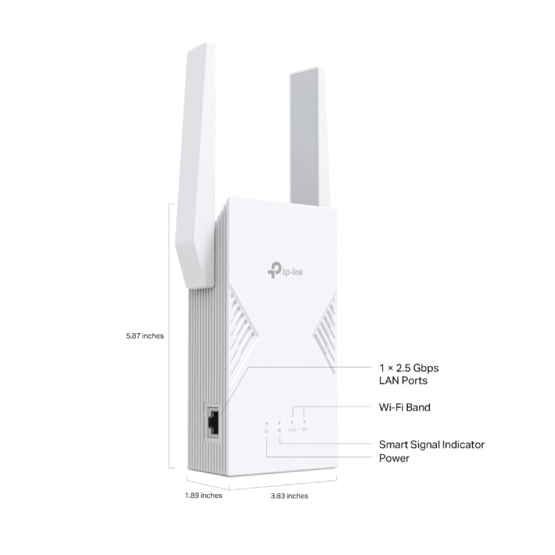 TP-Link RE235BE BE3600 Dual-Band Wi-Fi 7 Range Extender - 15W / 5 GHz, 2.4 GHz / 1x Ethernet Port