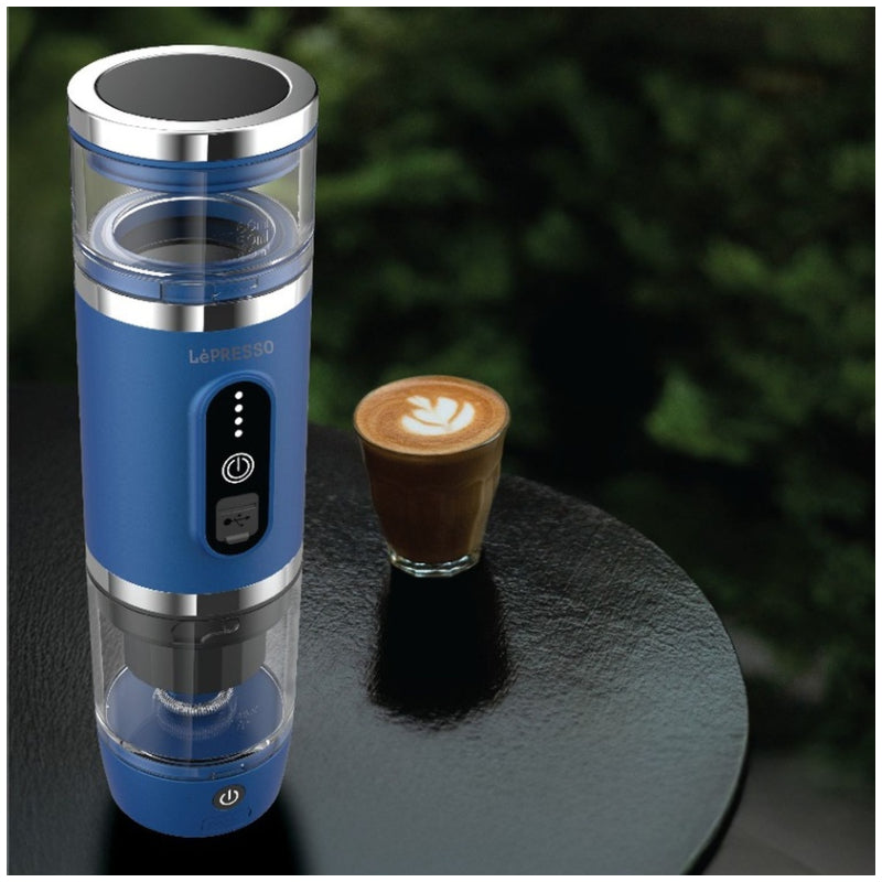 LePresso 4-in-1 Portable Coffee Machine with Milk Frother - 2500mAh / 100W / 80ml / Blue