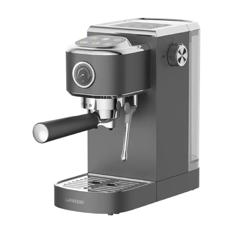 LePresso Hot & Cold Espresso Maker with Steam Wand and Pressure Gauge - 1350W / 1.3L / Gray