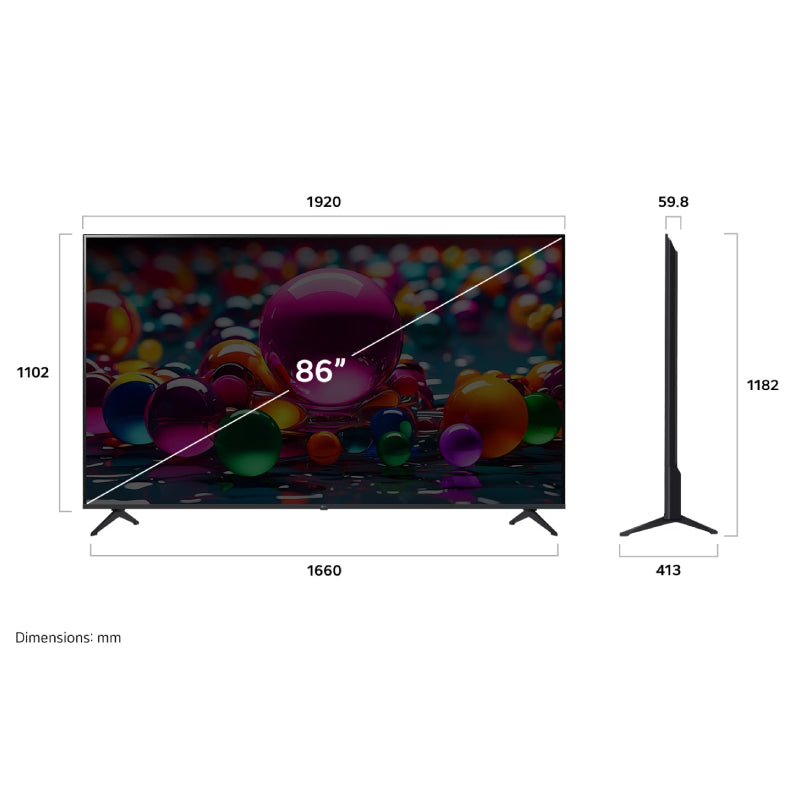 LG AI UA85 4K Smart TV - 86" UHD / 60Hz / USB / HDMI / LAN / Black