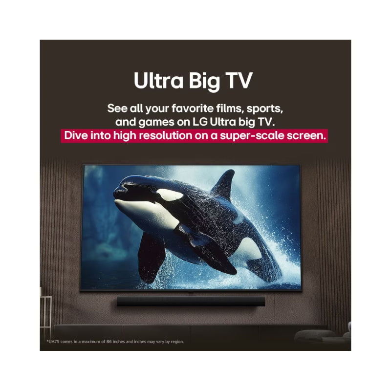 LG AI UA85 4K Smart TV - 86" UHD / 60Hz / USB / HDMI / LAN / Black