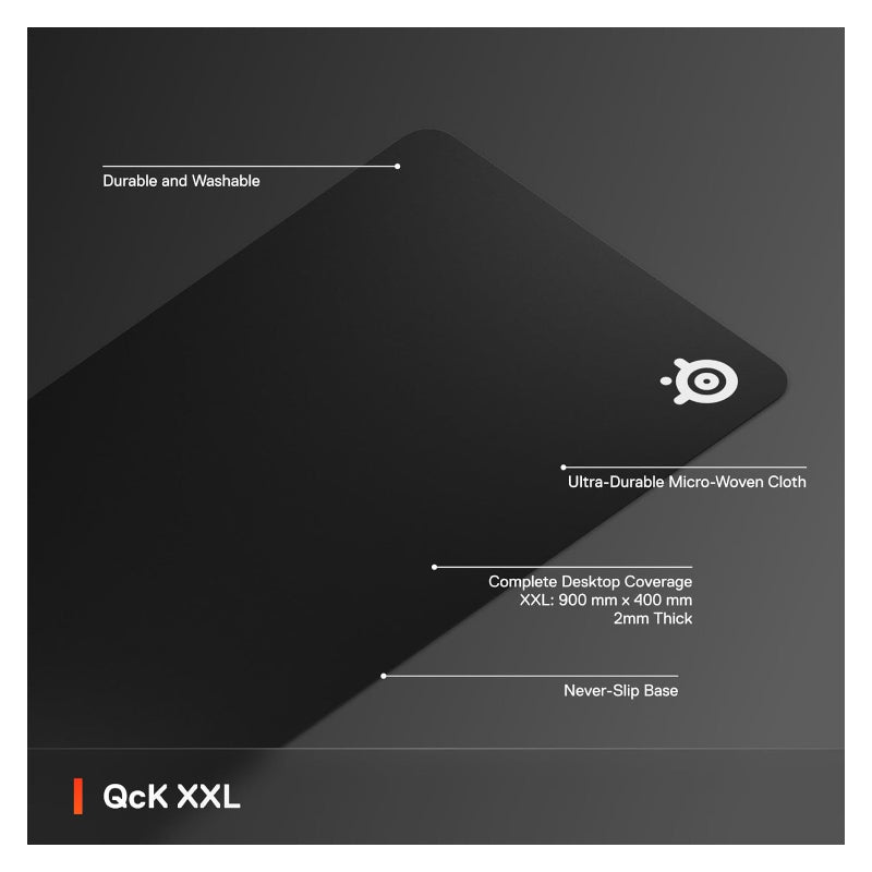 SteelSeries QCK Series Micro-Woven Cloth Gaming Mouse Pad - XXL / Black
