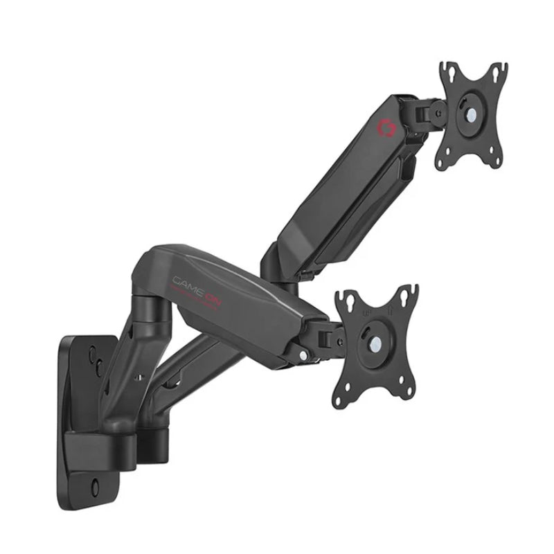 GameOn GO-5008 Economy Spring-Assisted Wall Mounted Dual Monitor Arm - 17"-32" / Black