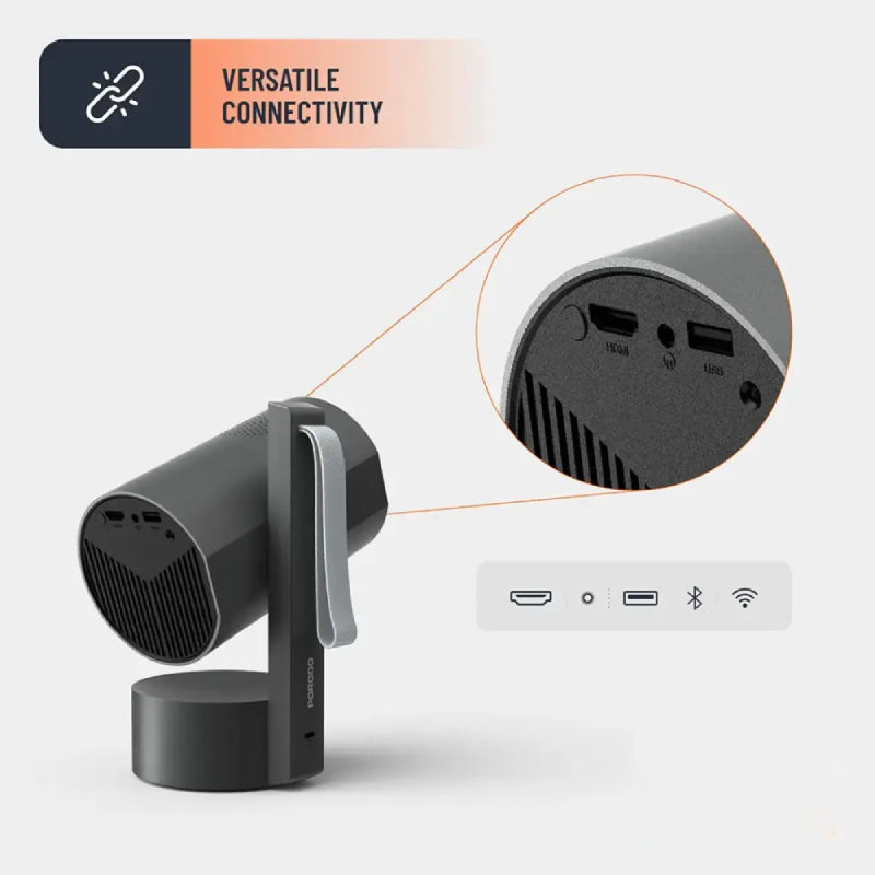 Porodo Full HD Smart Projector  - Bluetooth / Wi-Fi / Gray