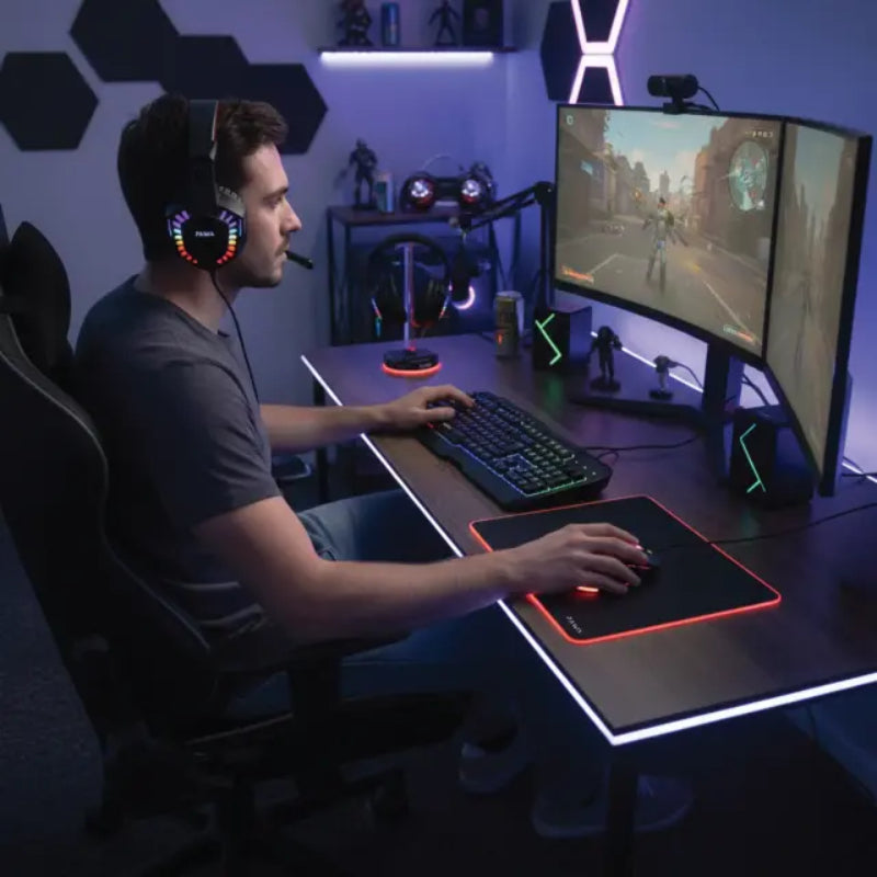 Pawa 6-in-1 Ultimate Gaming Kit (Keyboard, Mouse, Headset, Speakers, Mouse Pad & Headphone Stand) - Black