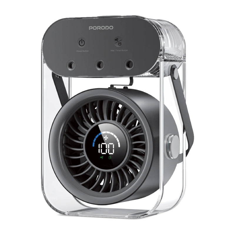 Porodo Lifestyle Chilo Aqua Portable Mist Fan - 500ml / 4000mAh / USB-C / Black