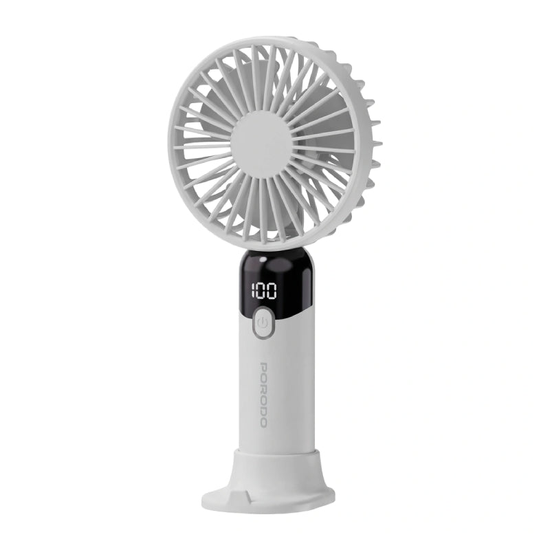 Porodo Lifestyle Cello Air Portable Handheld Fan with LED Display - 1200mAh / USB-C / White