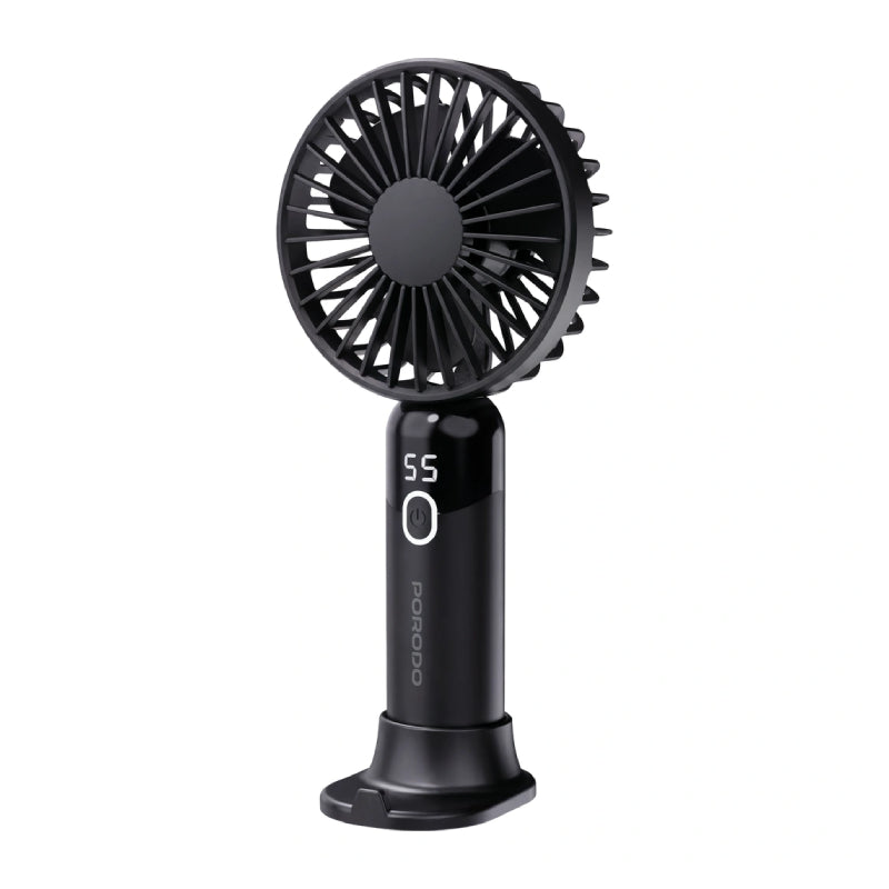 Porodo Lifestyle Cello Air Portable Handheld Fan with LED Display - 1200mAh / USB-C / Black