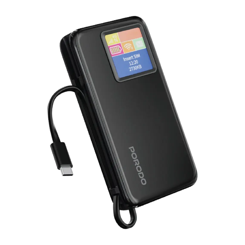 باورولوجي 4 في 1 باور بانك - 10000mAh / لايتنينج / نوع-سي / أسود