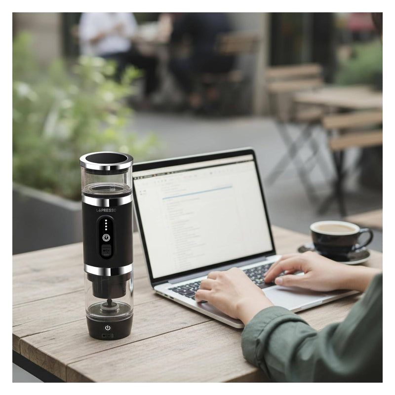 LePresso 4-in-1 Portable Coffee Machine with Milk Frother - 2500mAh / 100W / 80ml / White
