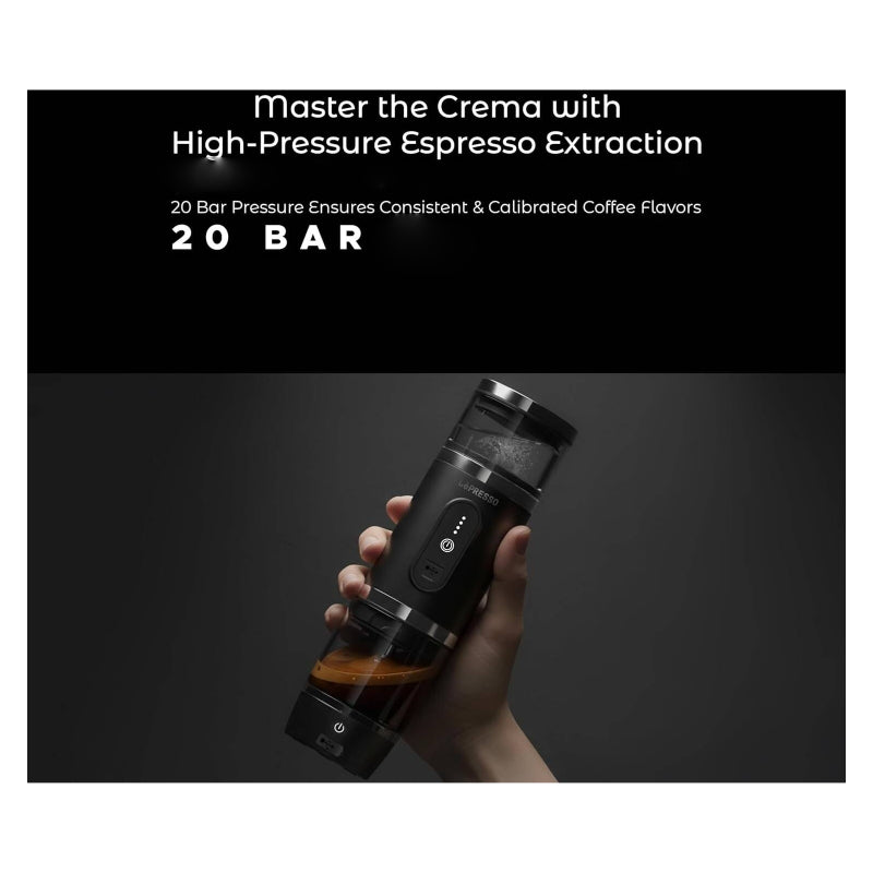 LePresso 4-in-1 Portable Coffee Machine with Milk Frother - 2500mAh / 100W / 80ml / White