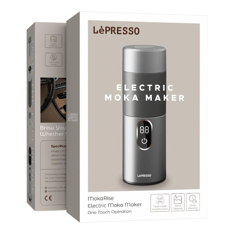Lepresso MokaRise Electric Moka Maker with One-Touch Operation - 100W / 150ml / Silver