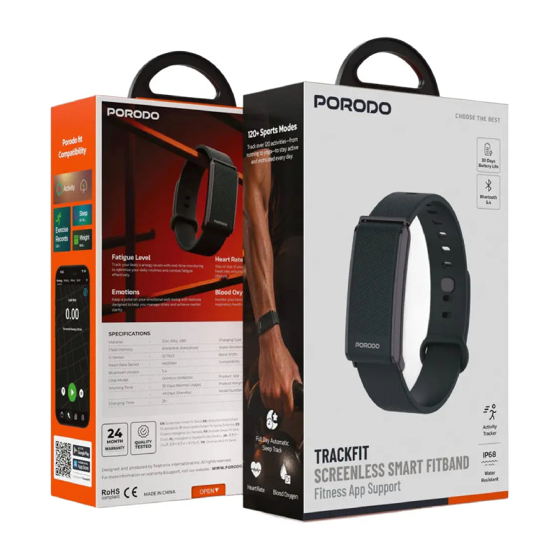 Porodo Screenless Silicone Fitness Band - Bluetooth / Green