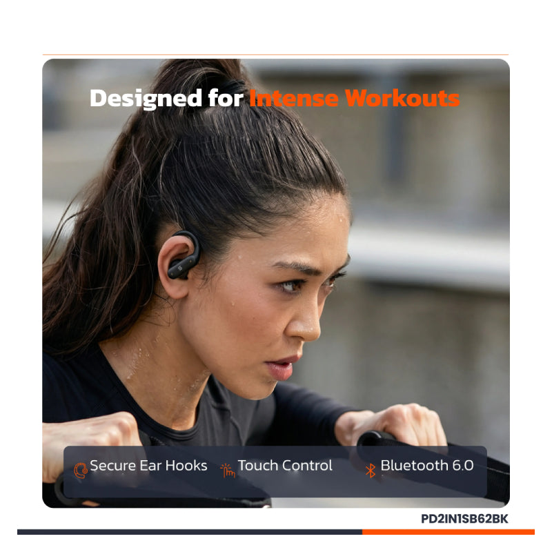 Porodo ACTIVEX Smart Fitness Band & Earbuds- Bluetooth / Black