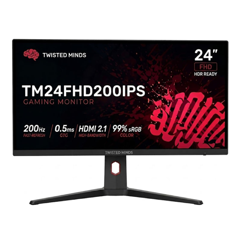 Twisted Minds TM24FHD200IPS Gaming Monitor - 24" FHD / 200Hz / 0.5ms / HDMI / Display Port / Audio Out / Black