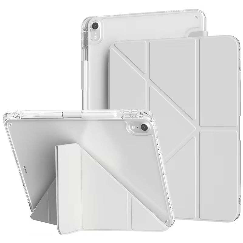 Smart Silicon Trifold Case for Apple iPad 11 (A16) 2025 / iPad 10/iPad 10.9 - White Grey