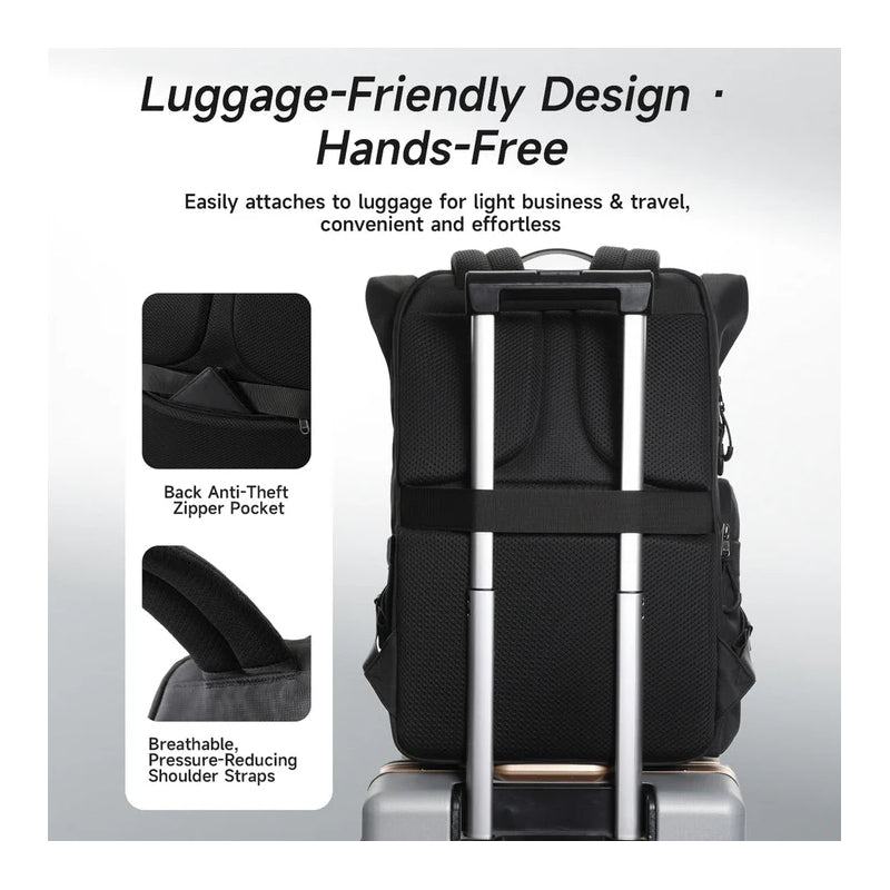 TIGERNU T-B91025 Tall 28L to 38L Expandable Travel Backpack - Black