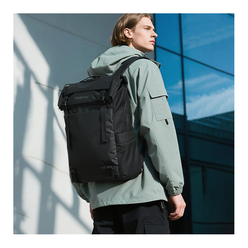 TIGERNU T-B91025 Tall 28L to 38L Expandable Travel Backpack - Black