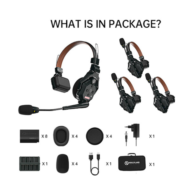 Hollyland Solidcom C1 Pro-4S Full-Duplex ENC Wireless Intercom System with 4 Headphone - Black