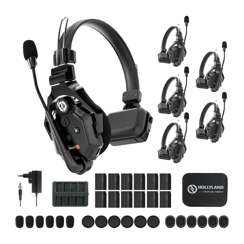 Hollyland Solidcom C1-6S Full-Duplex Wireless DECT Intercom System with 6 Headsets