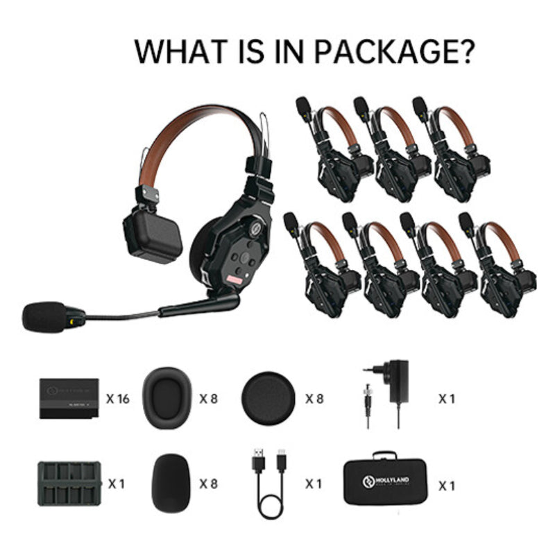 Hollyland Solidcom C1 Pro-8S Full-Duplex ENC Wireless Intercom System with 8 Headsets