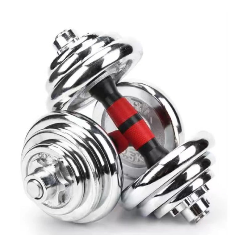Adjustable Chrome 30KG Dumbbell Set with Barbell Connector
