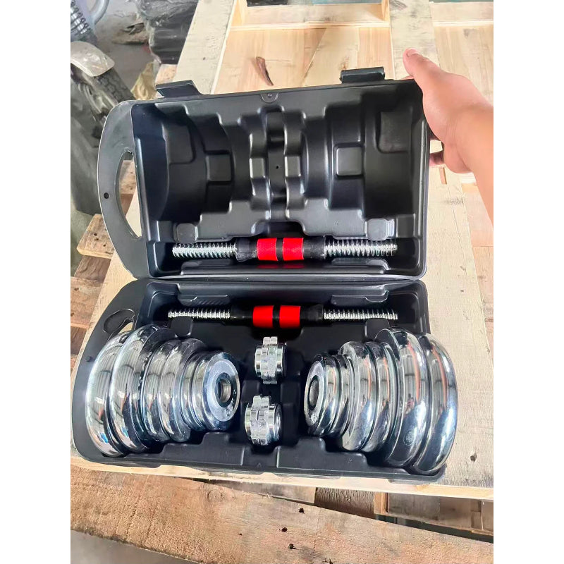Adjustable Chrome 30KG Dumbbell Set with Barbell Connector