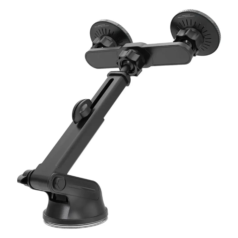 Porodo Dax-L Dual MagSafe Car Phone Holder with Adjustable Telescopic Arm - Black