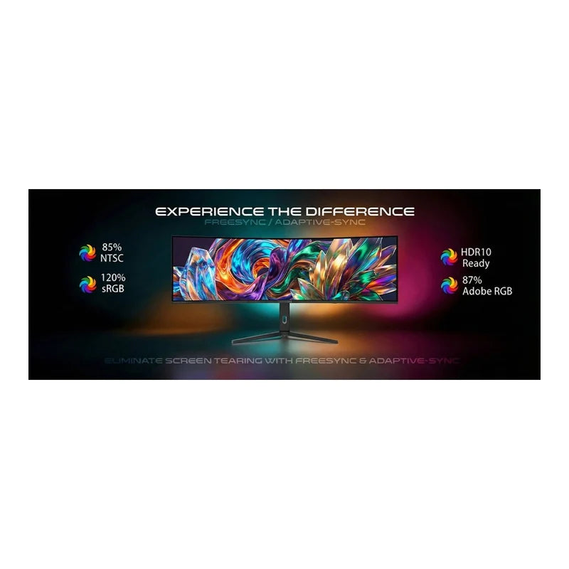 GAMEON GOC49DQHD120 Spectra Pro X Series - 49" DQHD / 0.5ms / 120Hz / HDMI/DisplayPort/USB-C/USB-A / (Supports PS5) - Black