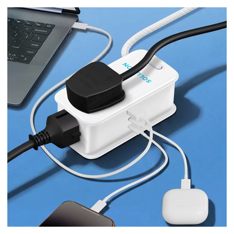 Powerology SOLUTION GaN Charger - 30W / 3 Way / USB-C / USB-A / White