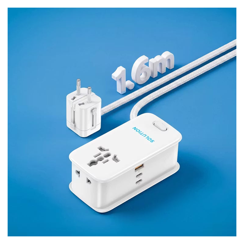 Powerology SOLUTION GaN Charger - 30W / 3 Way / USB-C / USB-A / White