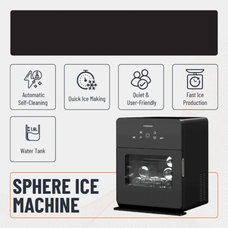 Porodo Lifestyle Sphere Ice Machine - 1.6L / Black