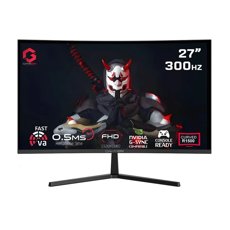 شاشة ألعاب منحنية جيم أون GOC27F120VA بدقة FHD، مقاس 27 بوصة FHD، تردد 120 هرتز، زمن استجابة 1 مللي ثانية، HDMI 2.1، VGA، أسود