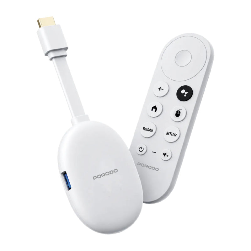 Porodo BLINK 4K Android TV Stick with Air Mouse Remote Control - White